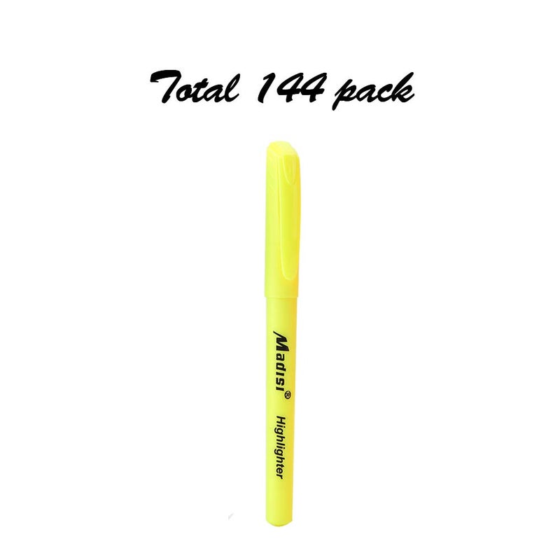 Madisi Highlighters, Chisel Tip, Fluorescent Yellow, Bulk Pack, 144-Count - Image 2